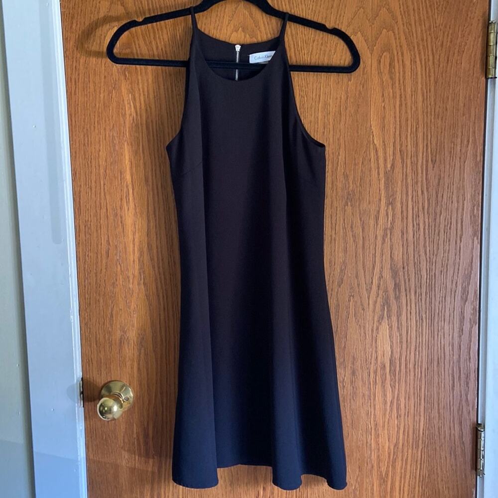 Calvin Klein Formal Black Halter Mini Dress Cocktail LBD Witchy Size 4